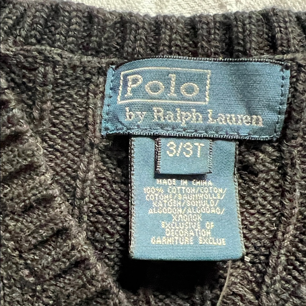Polo Ralph Lauren Men's V-Neck Sweater in Black with Purple Logo - Picture 2 of 5